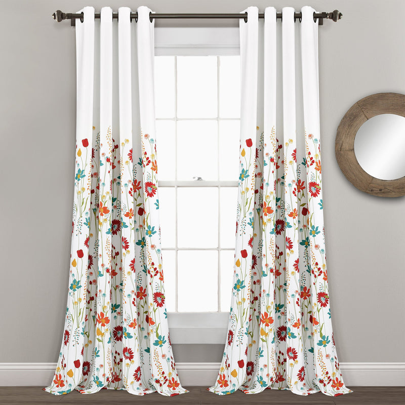 Clarissa Floral Room Darkening Window Curtain Panel Set –
