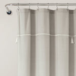 Ombre Embroidery Tassel Cotton Shower Curtain