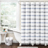 Stripe Woven Textured Yarn Dyed Recycled Cotton Shower Curtain