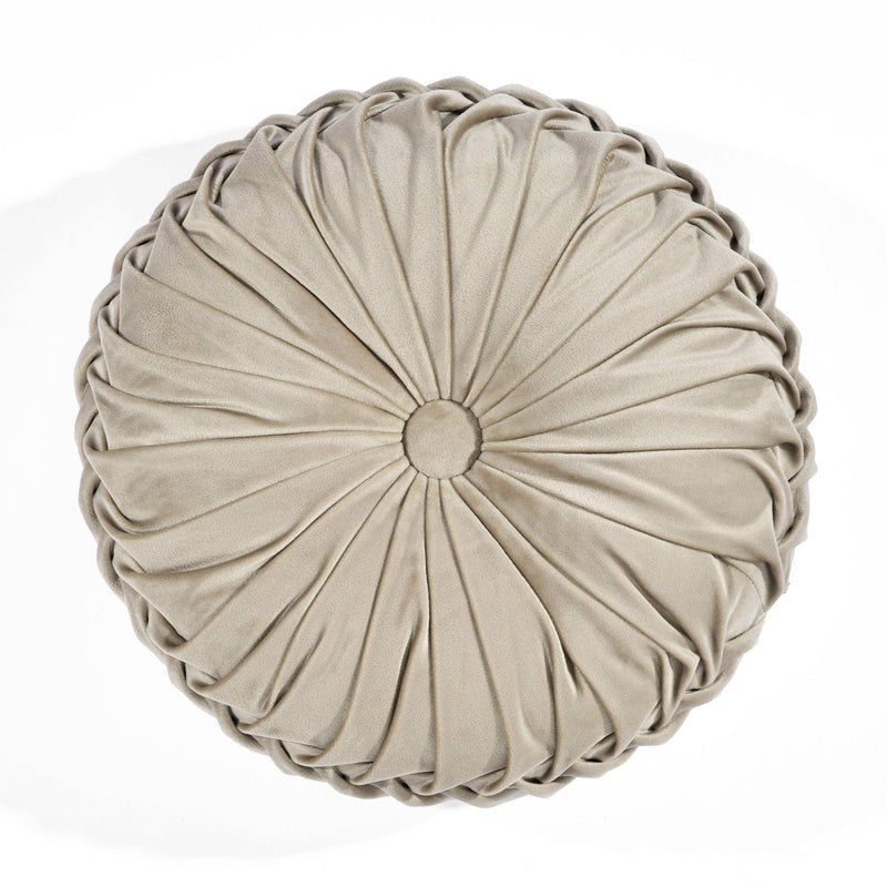 Round Pleated Soft Velvet Decorative Pillow