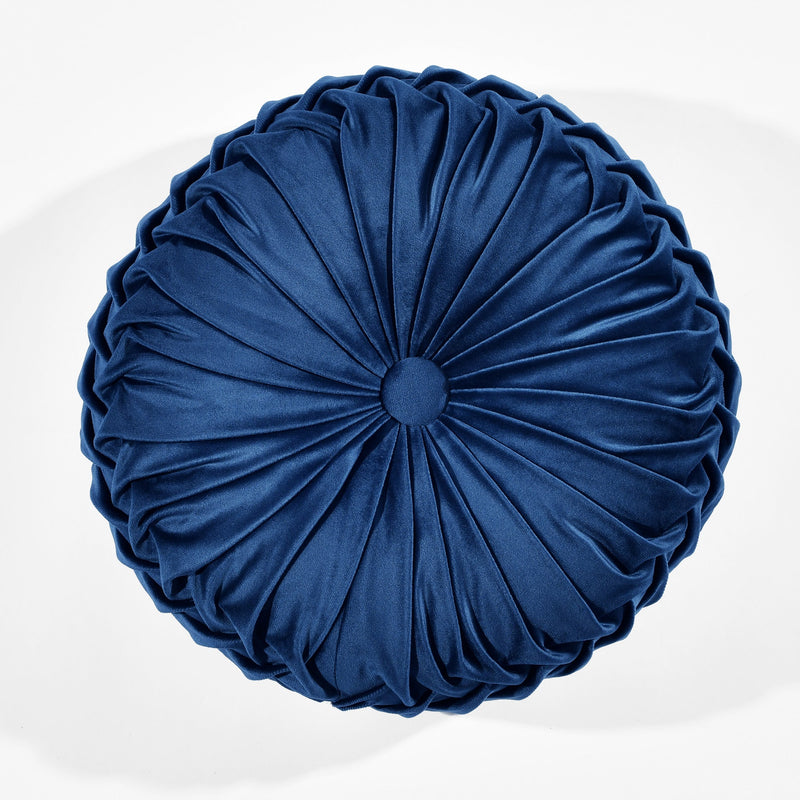 Round Pleated Soft Velvet Decorative Pillow