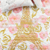 Watercolor Rose Paris Glitter Reversible Quilt Set