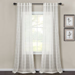 Farmhouse Textured Sheer Back Tab Rod Pocket Window Curtain Panel Set