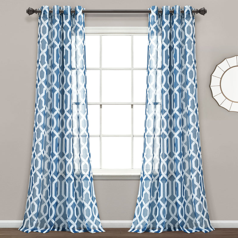 Edward Trellis Sheer Window Curtain Panel Set