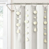 Boho Pom Pom Tassel Faux Linen Shower Curtain