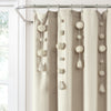 Boho Pom Pom Tassel Faux Linen Shower Curtain