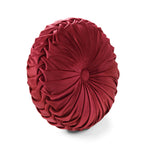 Round Pleated Soft Velvet Decorative Pillow