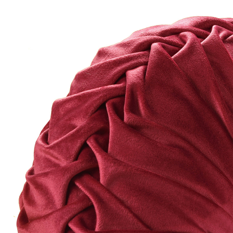 Round Pleated Soft Velvet Decorative Pillow