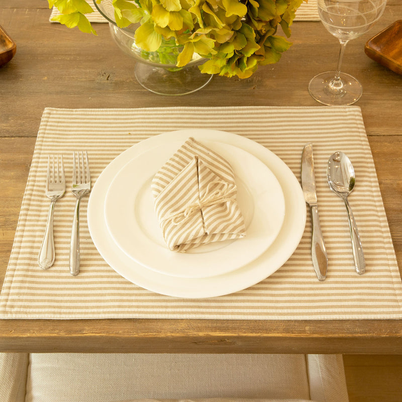 Farmhouse Ticking Stripe Yarn Dyed Placemat 4-Pack Set