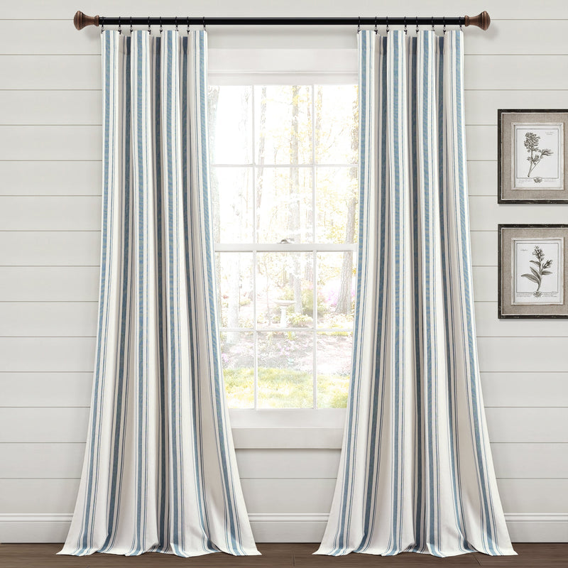Farmhouse Stripe Yarn Dyed Recycled Cotton Window Curtain Panel Set