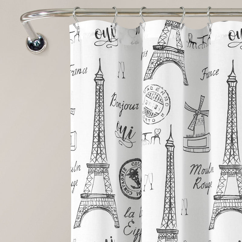 Paris Bonjour Cotton Shower Curtain