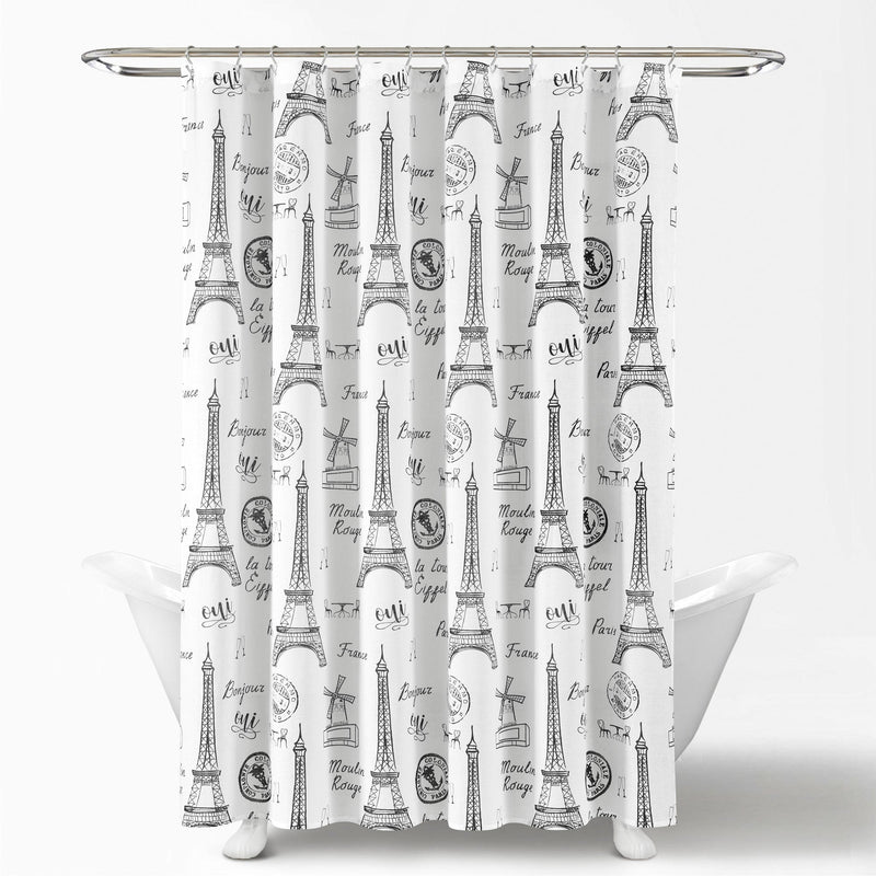 Paris Bonjour Cotton Shower Curtain