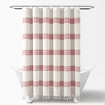 Tucker Stripe Yarn Dyed Cotton Knotted Tassel Shower Curtain