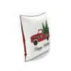 Holiday Truck Plaid Embroidery Script Decorative Pillow Cover