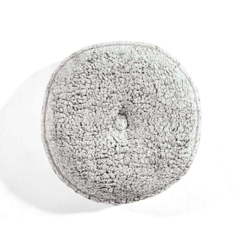 Button Soft Sherpa Round Decorative Pillow