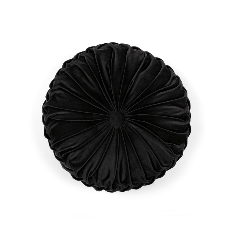 Round Pleated Soft Velvet Decorative Pillow