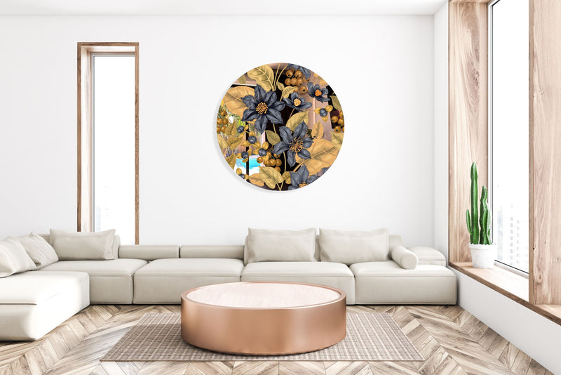 Flowers and Berries Printed Mirror Acrylic Circles