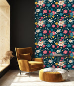 Contemporary Dark Floral Wallpaper Fashionable Select