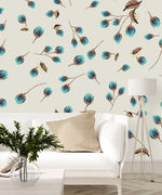 Contemporary Little Blue Flowers Wallpaper Fashionable