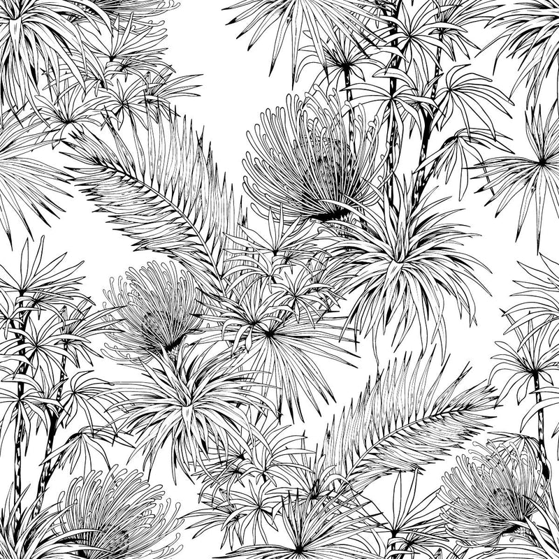 Black and White Tropical Wallpaper