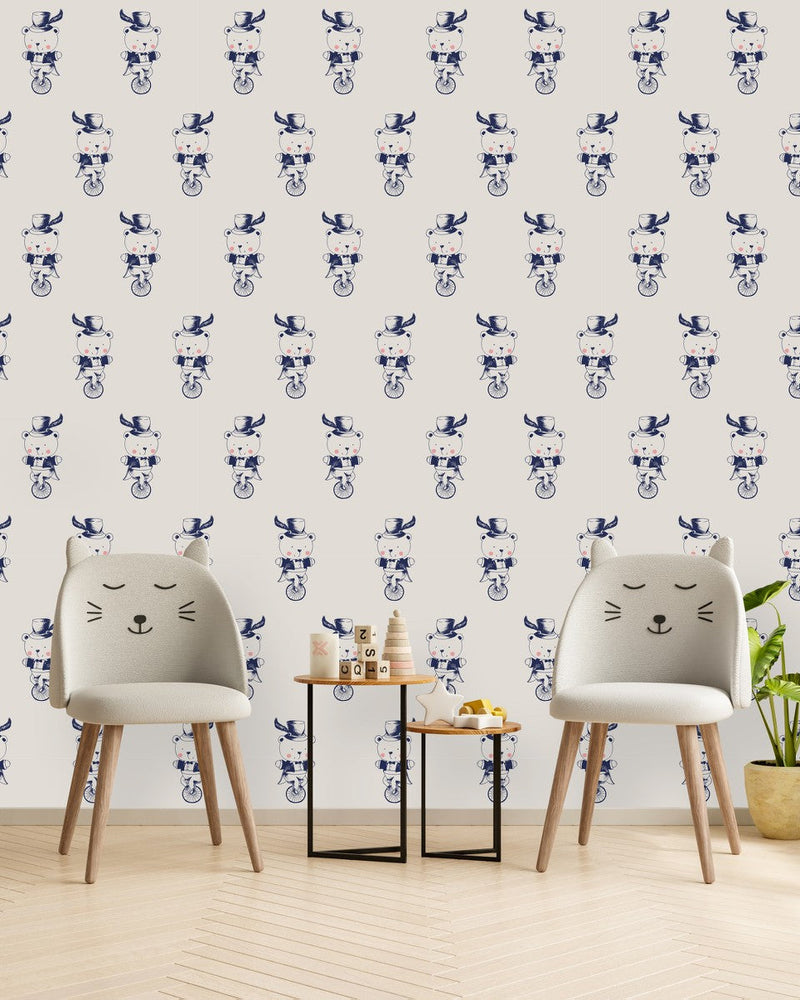 White Wallpaper with Bears