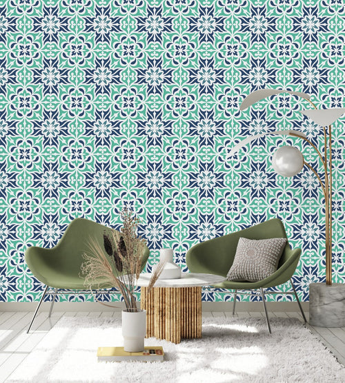 Blue and Green Pattern Wallpaper