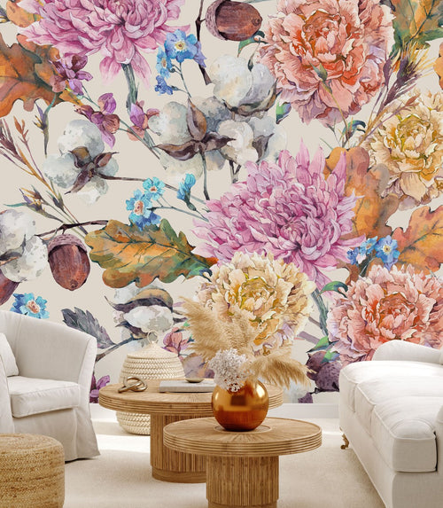 Oak with Flowers Wallpaper