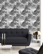 Contemporary Black and White Floral Wallpaper Vogue