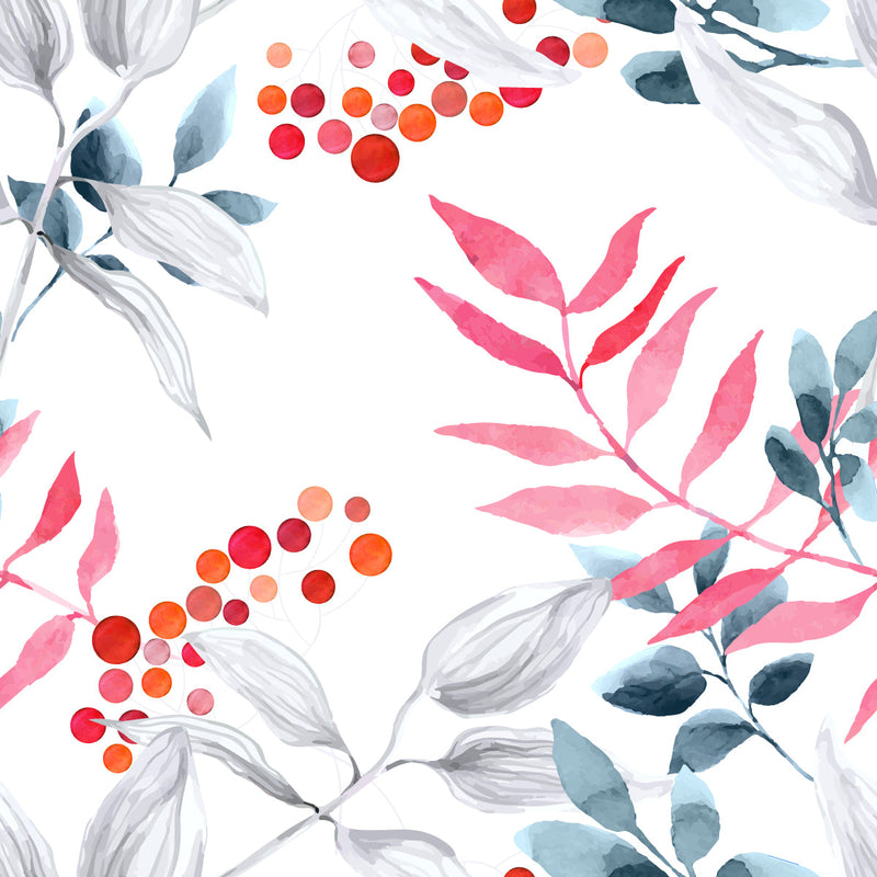 Stylish Leaves on White Wallpaper Smart