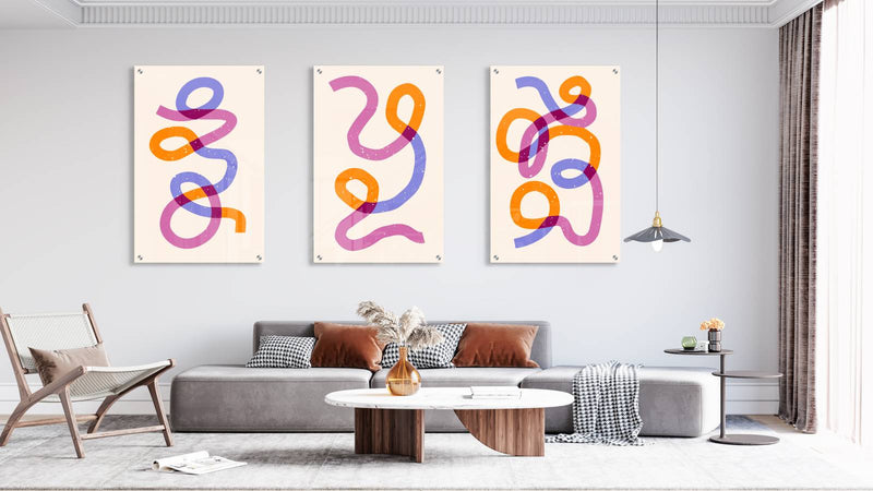 Wavy Abstract Pattern Set of 3 Prints Modern Wall Art Modern Artwork