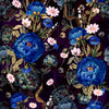Dark Blue Flowers on Dark Background Wallpaper