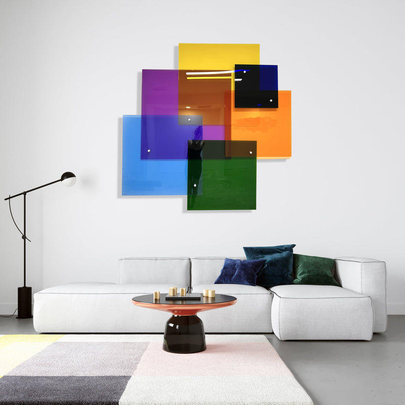Oversized Multicolor Squares Transparent Acrylic Art 3D Wall Art