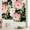 Contemporary Modern Dark Wallpaper with Protea