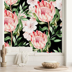 Contemporary Modern Dark Wallpaper with Protea