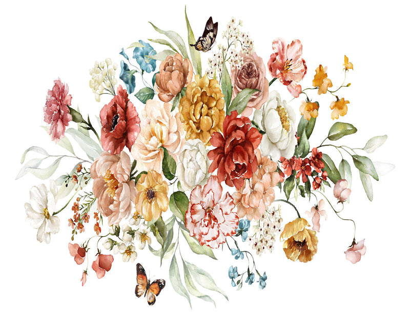 Contemporary Flowers and Butterflies Wallpaper