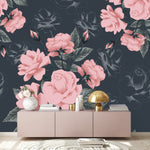 Pink Roses on Dark Wallpaper