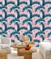 Pink and Dark Green Leaves Wallpaper