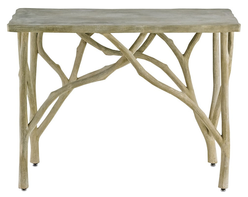 Currey and Company Faux Bois Concrete Creekside Console Table 2037