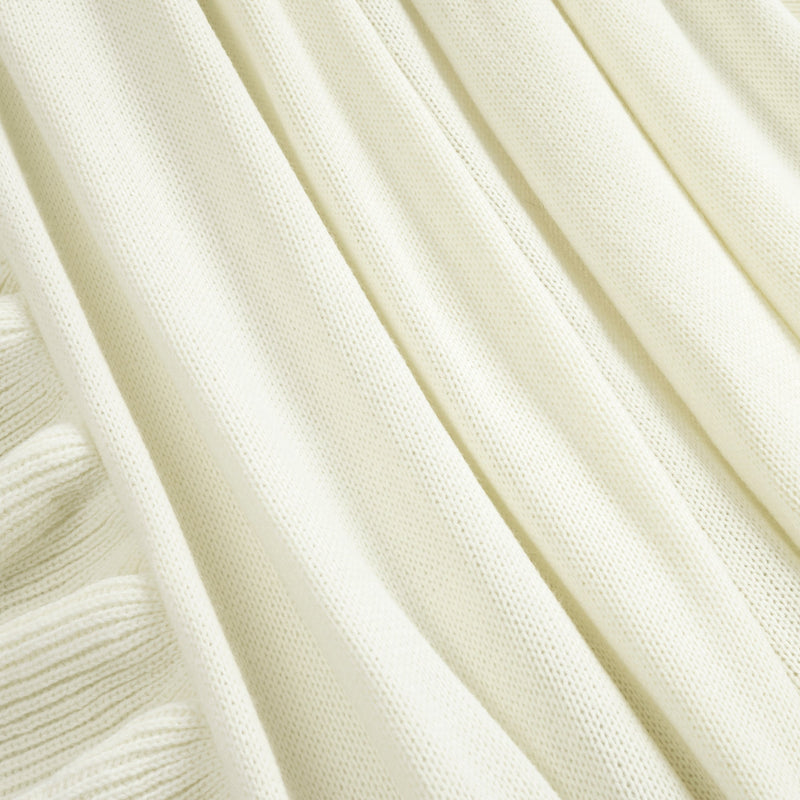Reyna Soft Knitted Ruffle Blanket/Coverlet