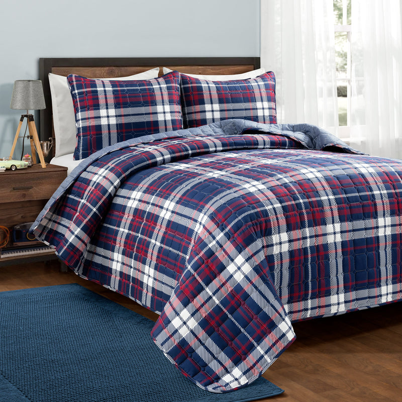 Grayson Farmhouse Plaid Reversible Quilt Set –