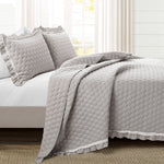 Ella Ruffle Lace 3 Piece Quilt Set