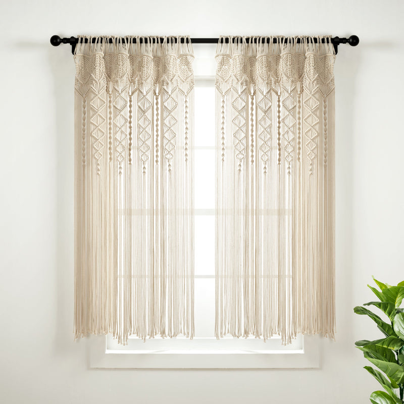 Boho Macrame Textured Cotton Window Curtain