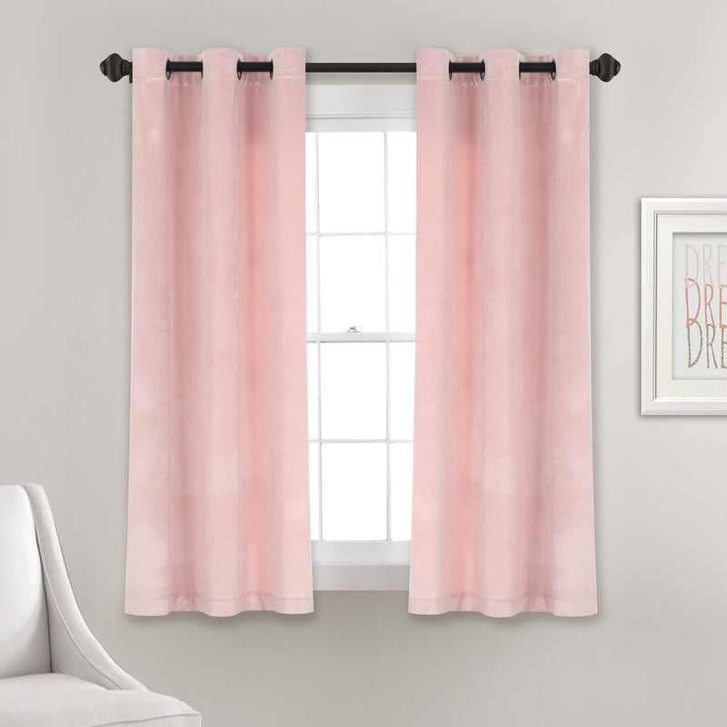 Prima Velvet Solid Grommet Light Filtering Window Curtain Panel Set