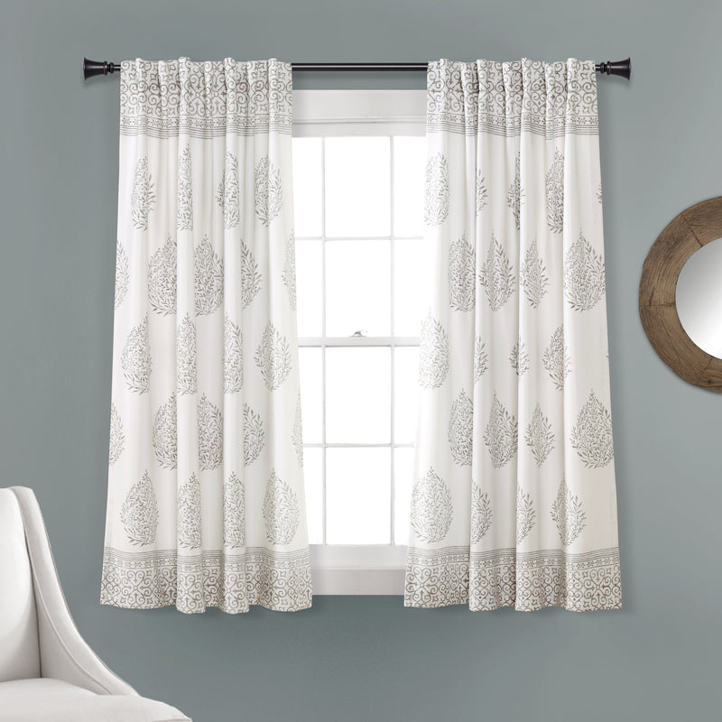 Teardrop Leaf Room Darkening Window Curtain Panel Set