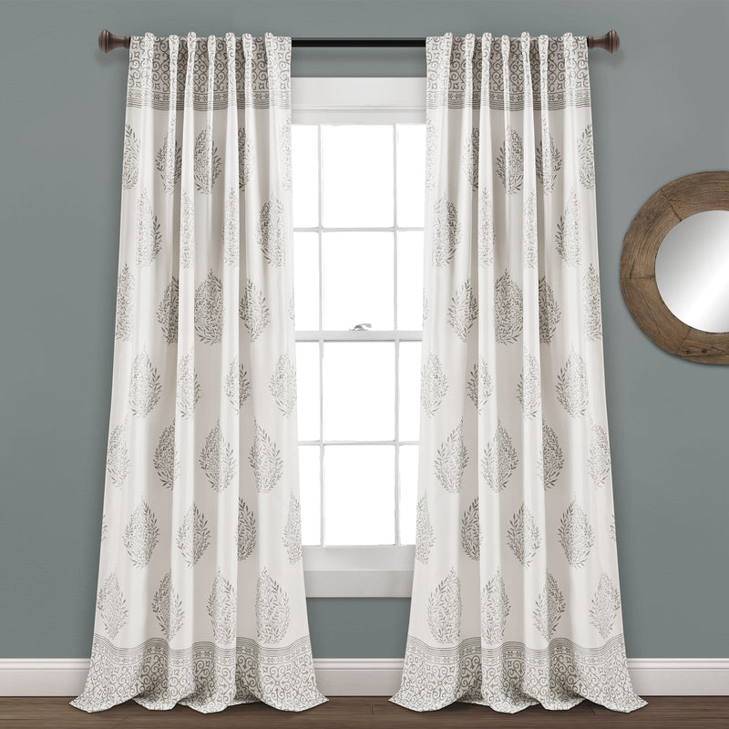 Teardrop Leaf Room Darkening Window Curtain Panel Set
