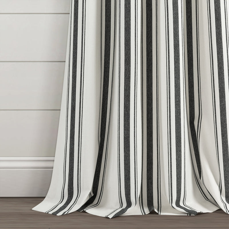 Farmhouse Stripe Yarn Dyed Recycled Cotton Window Curtain Panel Set