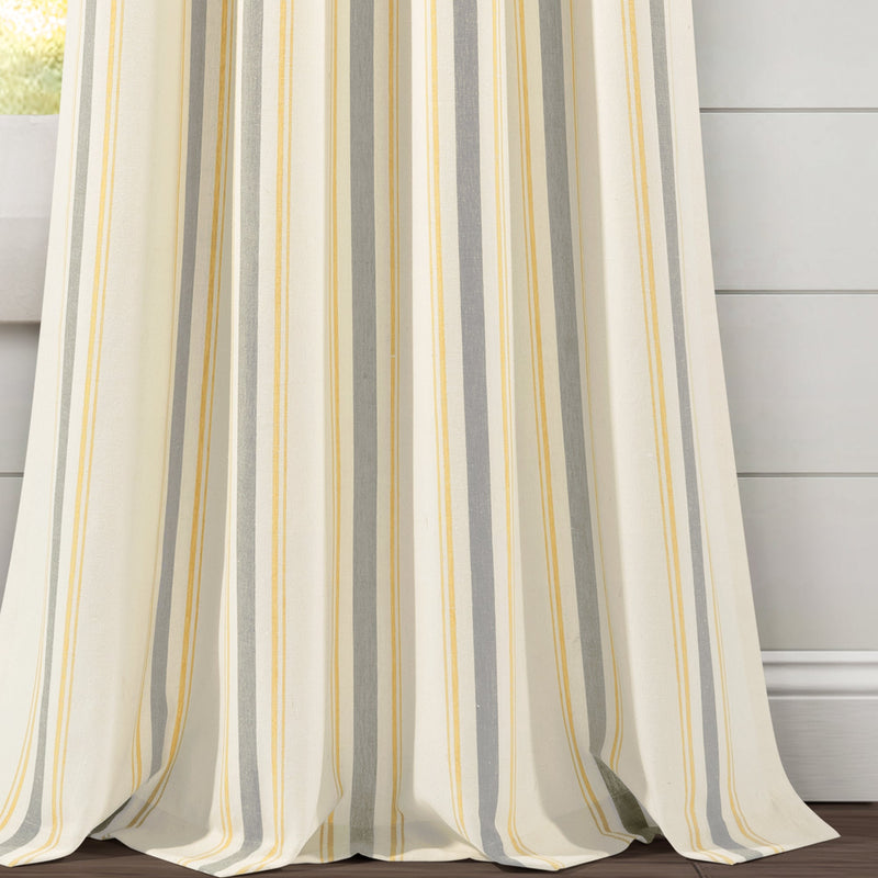 Farmhouse Stripe Yarn Dyed Recycled Cotton Window Curtain Panel Set