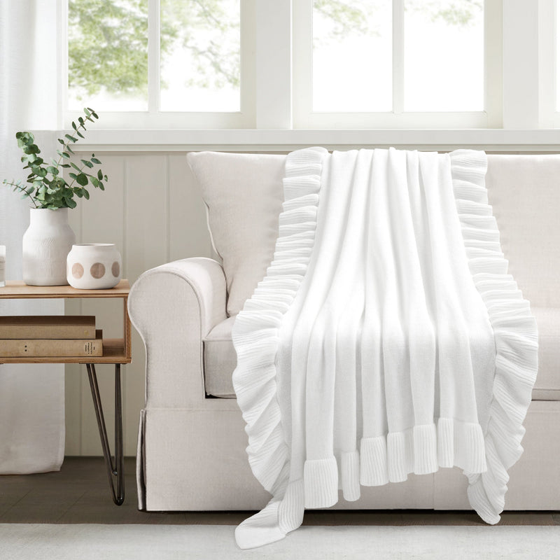 Reyna Soft Knitted Ruffle Throw