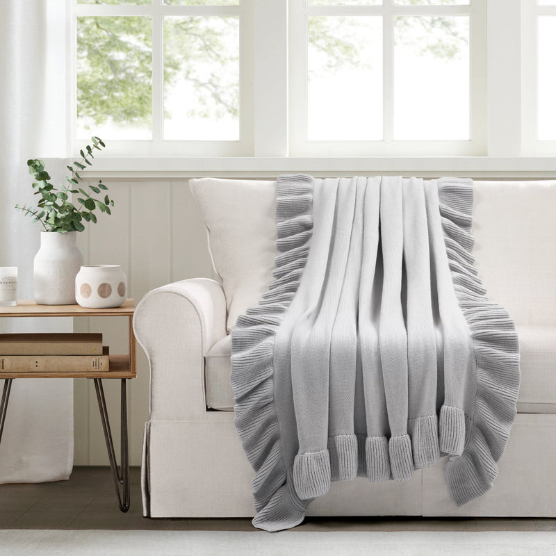 Reyna Soft Knitted Ruffle Throw