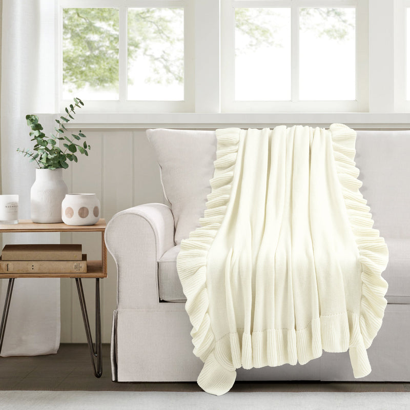 Reyna Soft Knitted Ruffle Throw